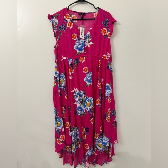 Jessica Simpson Gabbie Hi-Low Dress Pink Floral 1X NWT - Picture 3 of 10